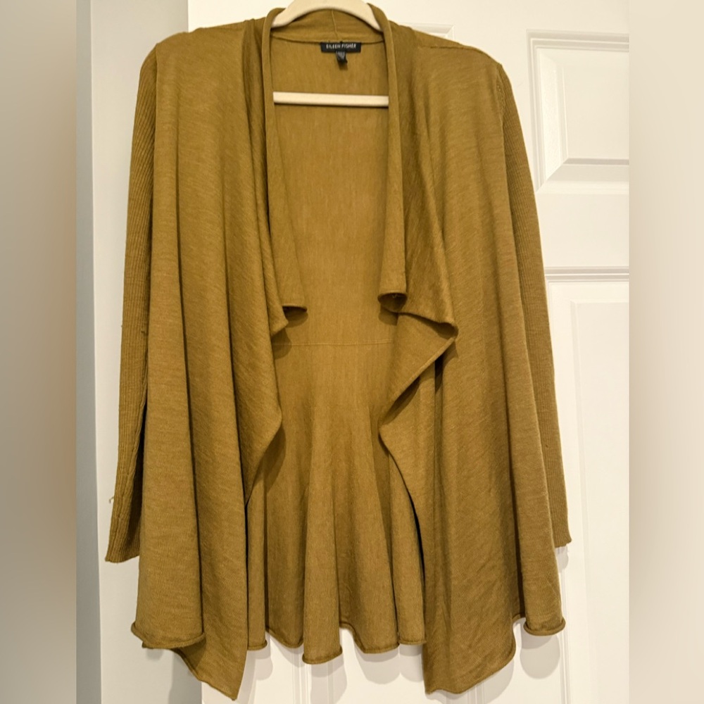 Eileen Fisher Olive Green Merino Cardigan XS